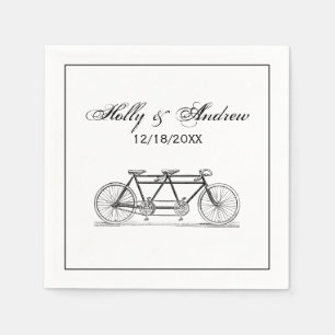 Vintage Bicycle Built For Two / Tandem Bike Napkin