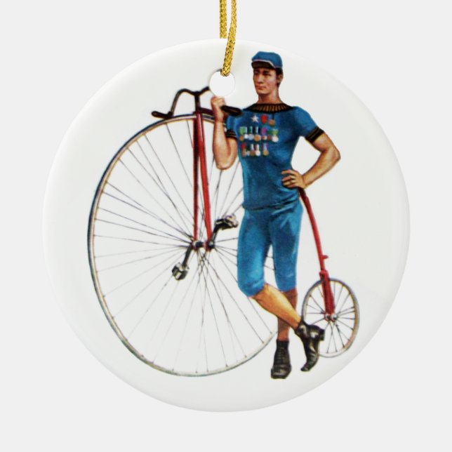 Vintage Bicycle Championship Ceramic Ornament (Front)