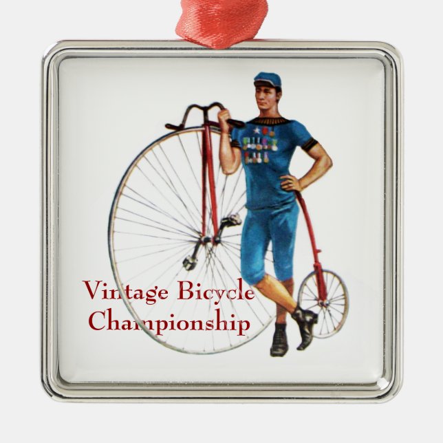 Vintage Bicycle Championship Metal Ornament (Front)