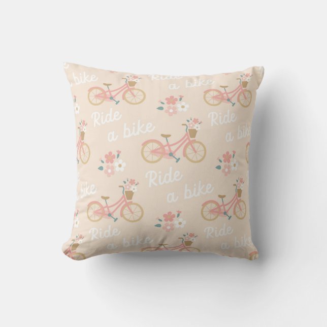 Vintage Bicycle Charm Throw Pillow (Front)