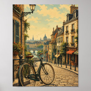 Vintage Bicycle City Travel Poster for Urban Adven