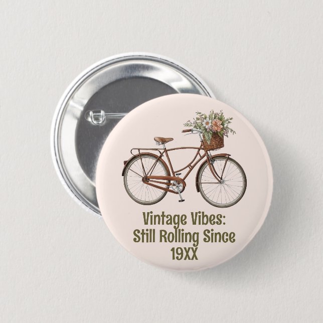 Vintage Bicycle Customised Button (Front & Back)