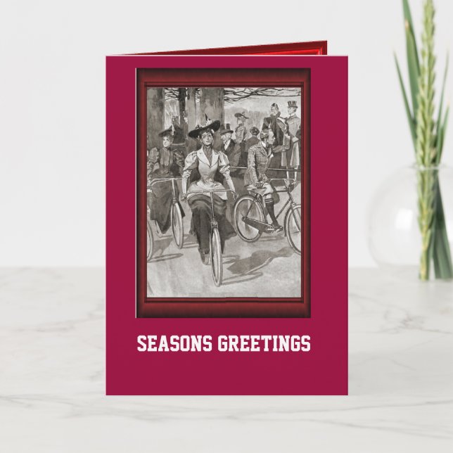 Vintage Bicycle  Dady on a bicycle Holiday Card (Front)