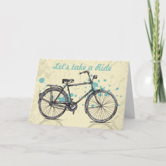 Vintage Bicycle Drawing Greeting Card