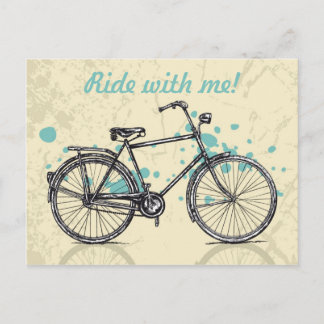 Vintage Bicycle Drawing Postcard