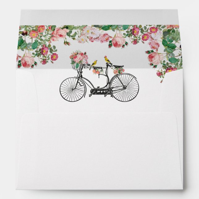 Vintage Bicycle Flowers 5x7 Wedding Invitation Envelope (Back (Bottom))