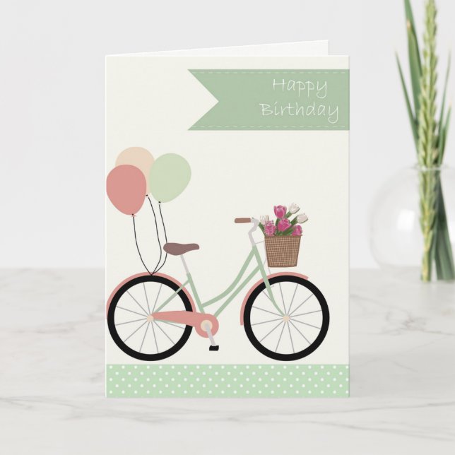 Vintage Bicycle Happy Birthday Wishes Card (Front)