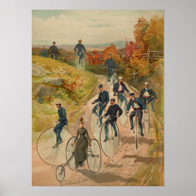 Vintage Bicycle High Wheeler Ad Art Poster (Front)