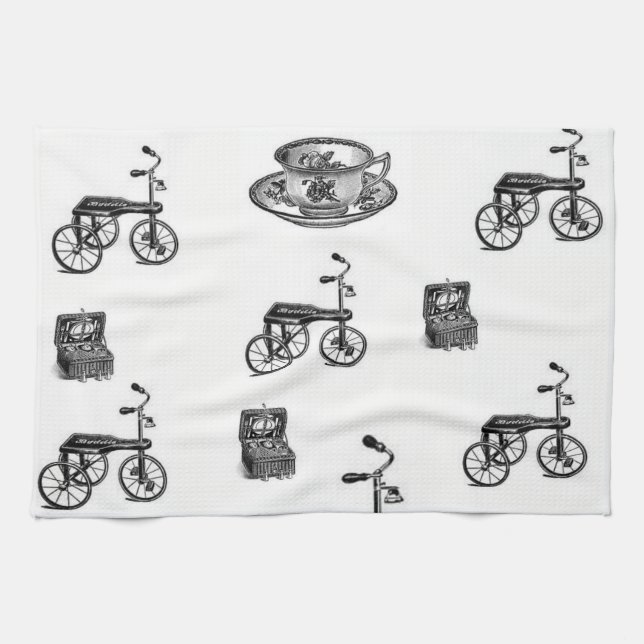 vintage bicycle kitchen hand towel (Horizontal)