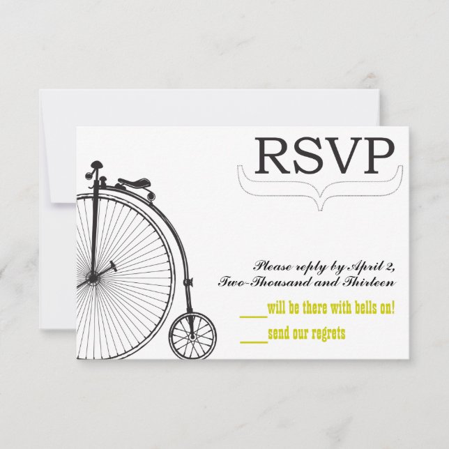 Vintage Bicycle Love RSVP Card (Front)