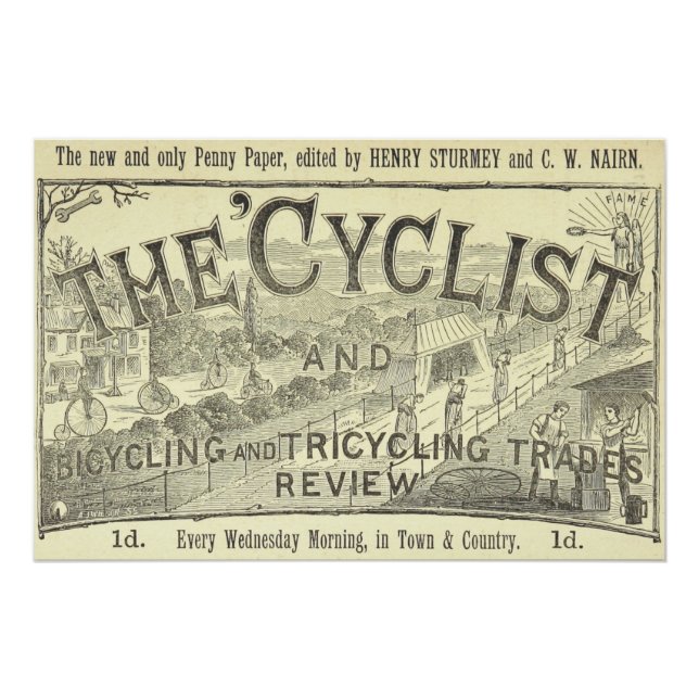 Vintage Bicycle Magazine Advertisement Art Poster  (Front)
