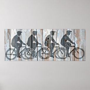 Vintage Bicycle Men Rustic Wooden Board Wall Art