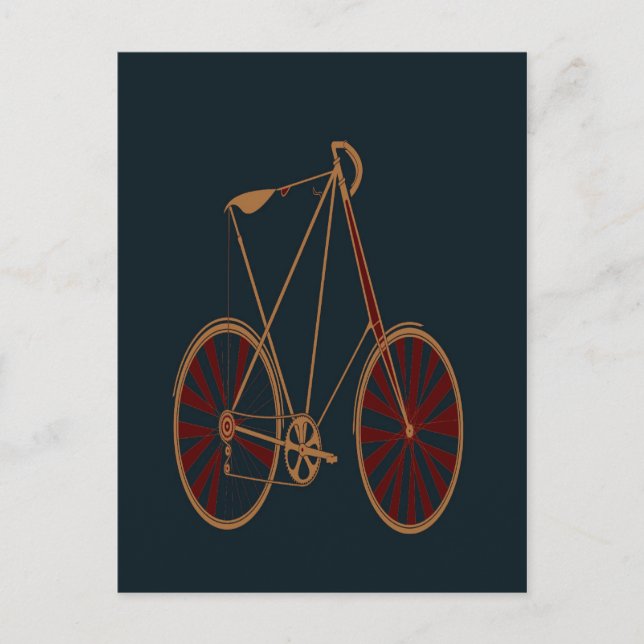 Vintage Bicycle Old School Blue Red Bike Postcard (Front)