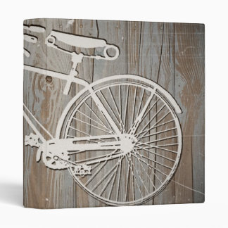 Vintage Bicycle on Rustic Wooden Board Binder