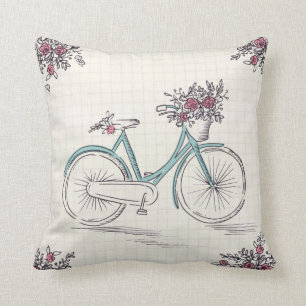 Vintage Bicycle Polyester Throw Pillow