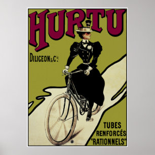 Vintage Bicycle Poster: Hurtu Bicycles Poster