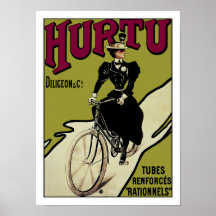 Vintage Bicycle Poster: Hurtu Bicycles
