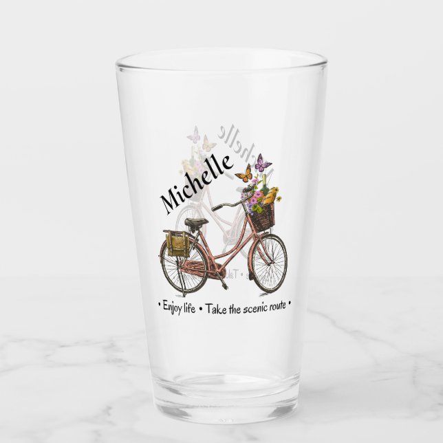 Vintage Bicycle Quote Glass (Front)