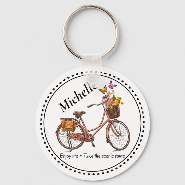 Vintage Bicycle Quote Keychain (Front)
