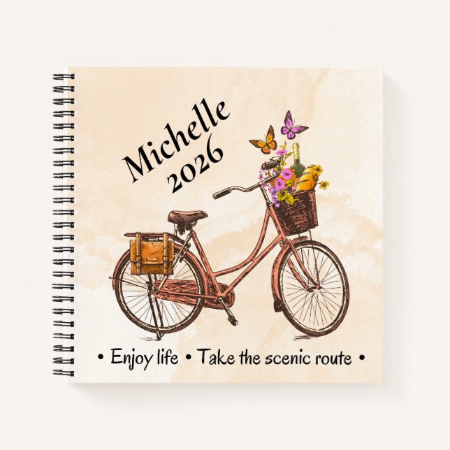 Vintage Bicycle Quote Personalized Notebook (Front)
