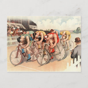 Vintage Bicycle Race Postcard