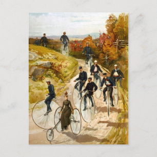 Vintage Bicycle Ride in the Country Postcard
