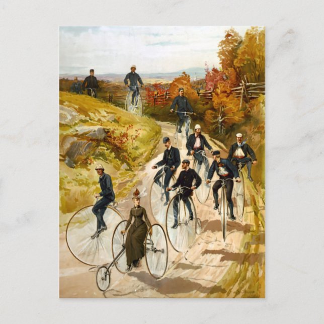Vintage Bicycle Ride in the Country Postcard (Front)
