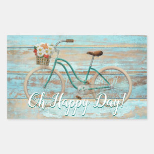 Vintage Bicycle Sticker Oh Happy Day Aqua