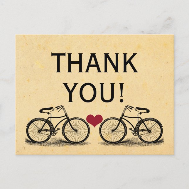 Vintage Bicycle Thank You Wedding Postcards (Front)