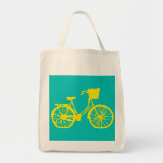Vintage Bicycle Tote Yellow/Teal Bag