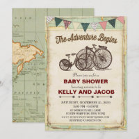 Vintage Bicycle Travel Baby Shower Invitation