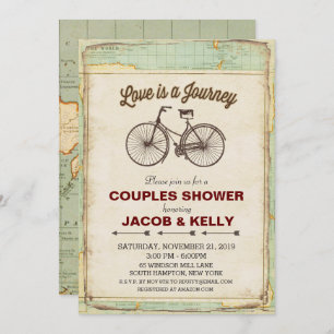 Vintage Bicycle Travel Couples Shower Invitation