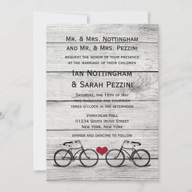 Vintage Bicycle Wedding Invitations (Front)