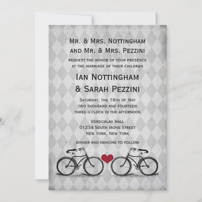Vintage Bicycle Wedding Invitations (Front)