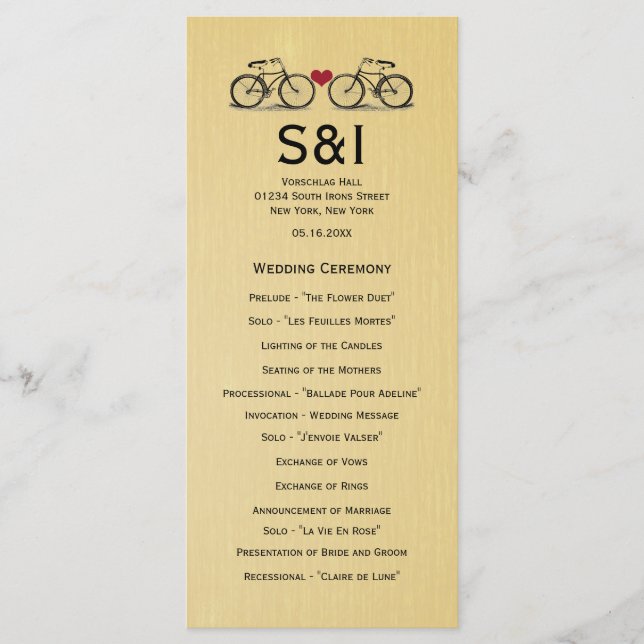 Vintage Bicycle Wedding Programs (Front)