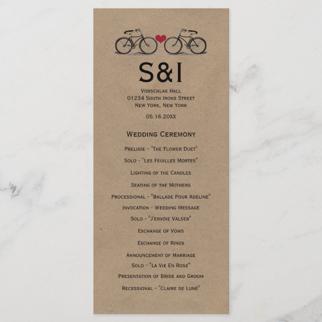 Vintage Bicycle Wedding Programs (Front)