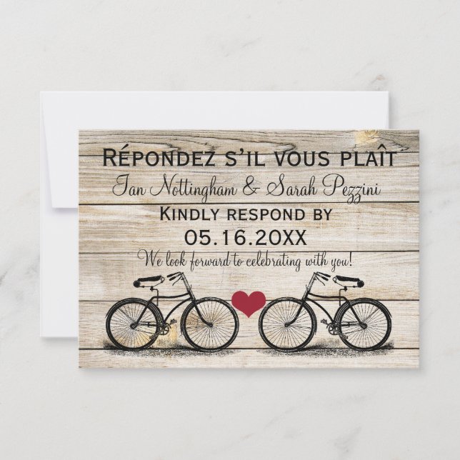 Vintage Bicycle Wedding RSVP Cards (Front)
