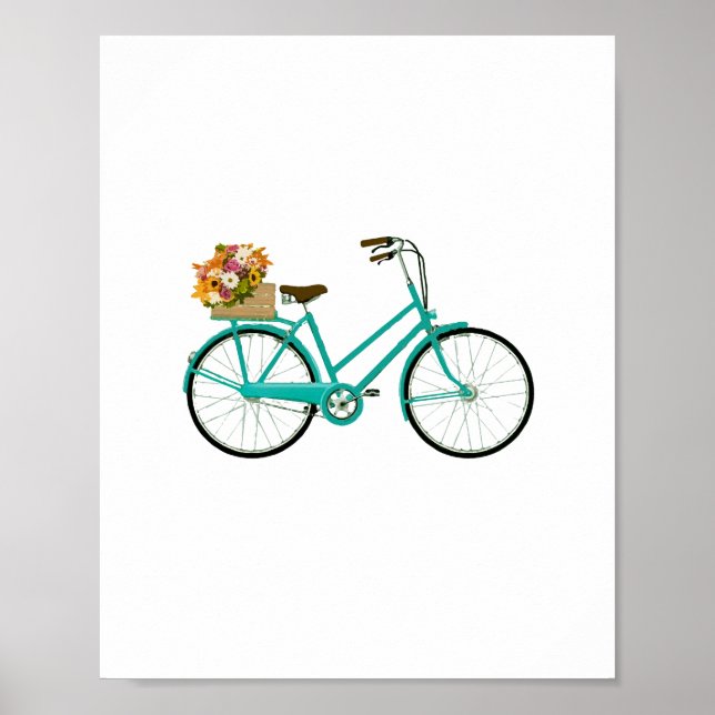 Vintage Bicycle with Flower Basket Beach Poster (Front)