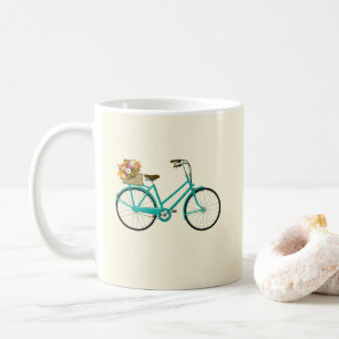 Vintage Bicycle with Flowers Illustration Coffee M Mug