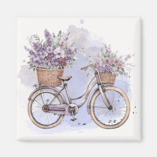 Vintage Bicycle with Flowers – Watercolor Magnet