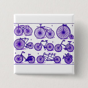 Vintage Bicycles 2 Inch Square Button