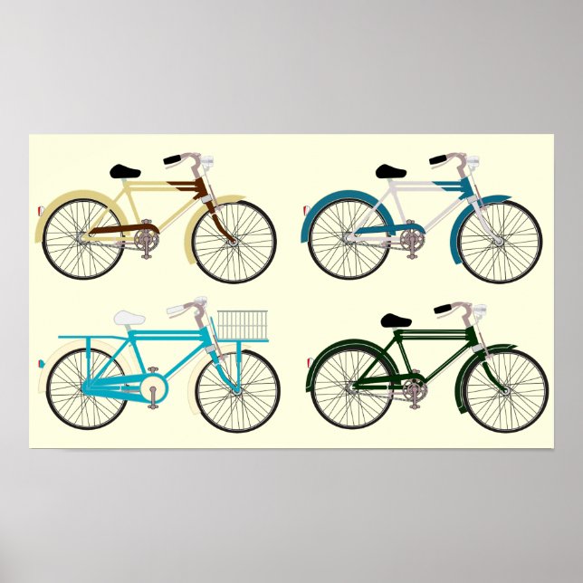 Vintage Bicycles Poster (Front)