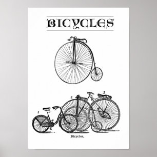 Vintage Bicycles Poster