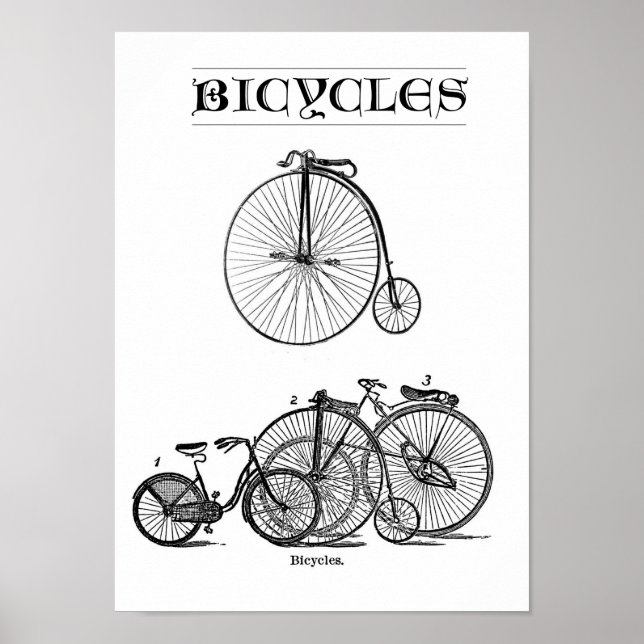 Vintage Bicycles Poster (Front)