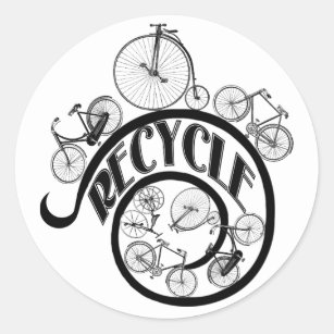 Vintage Bicycles Recycle Apparel and Gifts Classic Round Sticker