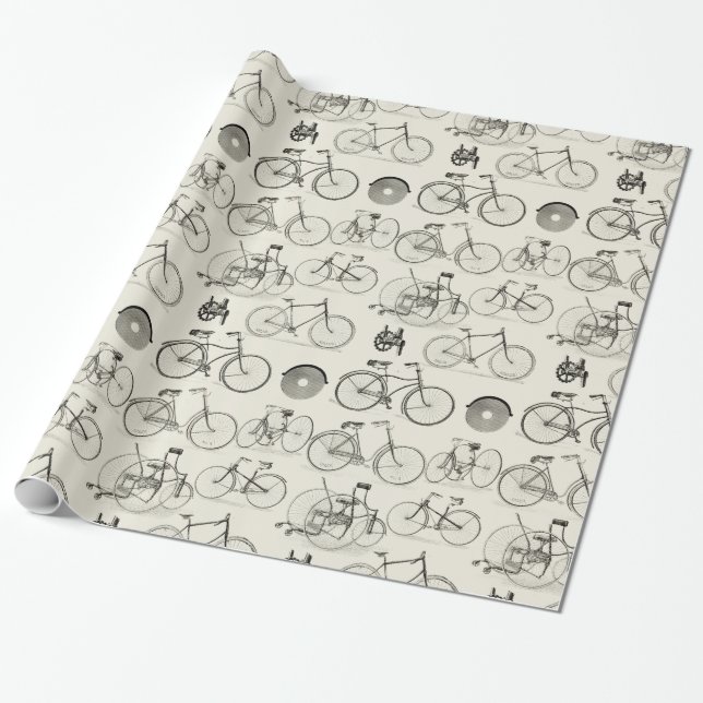 Vintage Bicycles Wrapping Paper (Unrolled)