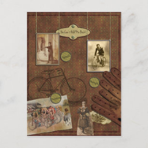 Vintage Bicycling Scrapbook Postcard