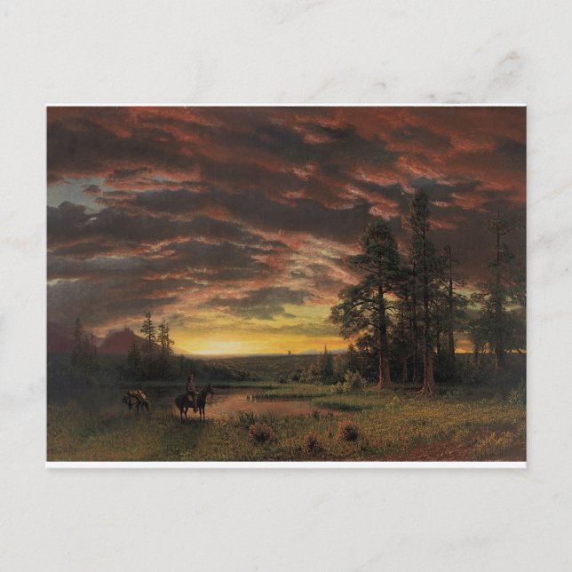 Vintage Bierstadt Painting Evening on the Prairie Postcard (Front)