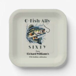 Vintage Big Fish The Bait OFishAlly 60th Birthday Paper Plate