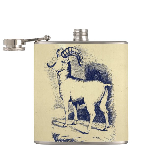 VINTAGE BIG HORN SHEEP HIP FLASK (Opened)